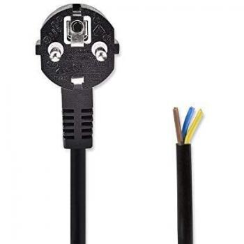 NEDIS Schuko M Power Cable - Cable Abierto Fin Cable de Alimentación - Conector Schuko en ángulo - Extremo Abierto - 2,0 m - Negro 3.0 m 3.00 m