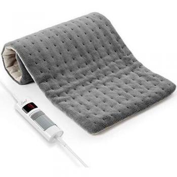 Almohadilla Eléctrica Térmica 30x60cm el Calentar Rapido Manta Eléctrica de 6 Niveles Lumbar Espalda Cuellocon Protección contra sobrecalentamiento Función de Apagado Automático lavable gris