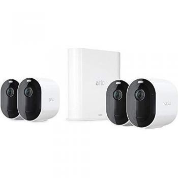 Arlo Pro3, 4 cámara vigilancia wifi 2K, faro y sirena, detector de movimiento, visión nocturna en color, audio bidireccional, con una prueba gratuita de 90 días de Arlo Secure, Blanco