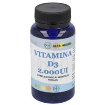 Vitamina D3 2000 UI – 100 Perlas – Alfa Herbal, alta concentración, 100 cápsulas, suplemento dietético