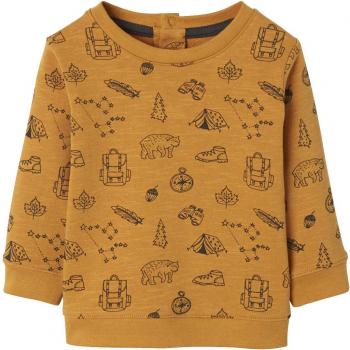 VERTBAUDET Sudadera Estampada bebé niño de Felpa flameada Naranja Medio Estampado 1-3 Meses, 60CM