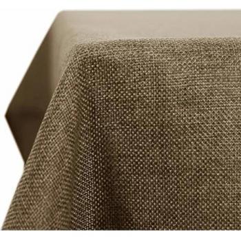 Deconovo Mantel de Mesa Rectangular Efcto Lino para Comedor 150 x 240 cm Caqui Oscuro