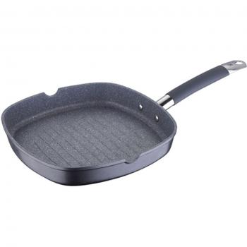 San Ignacio 28 x 28 x 4.5 cm Plancha-Grill en Aluminio Fundido, 28 x 28 x 4,5 cm, Acero Inoxidable, Gris, 28x28cm
