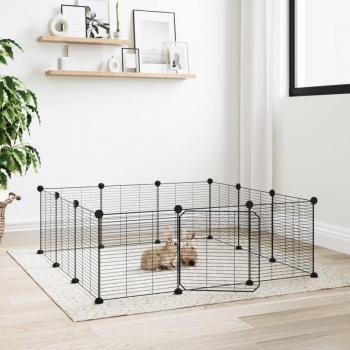 Gaiola para animais de estimação Dia e Noite com 12 painéis porta aço preto 35x35cm