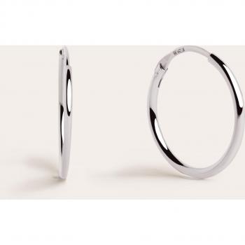 Pendientes Aro Ana S - Pendiente en Plata de Ley Acabado en Baño en Rodio - Pendientes de Aro con Cierre Congo - Joyas Para Mujer - Hecho en España