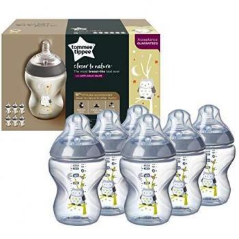 Tommee Tippee Biberones Closer to Nature, 260 ml, 6 unidades, niño