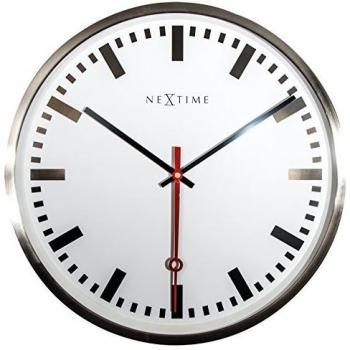 NeXtime Reloj de pared - Estación de trenes SUPER STATION, blanco, redondo, ø 55 cm
