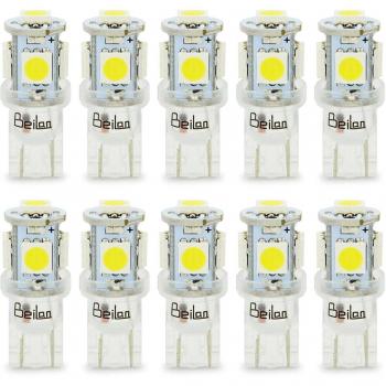 BeiLan T10 LED Bombillas W5W 168 194 2825 501 5SMD 5050 6000K LED Lámpara de reemplazo puro para lámparas de lectura de automóviles Placas de matrícula Lámparas
