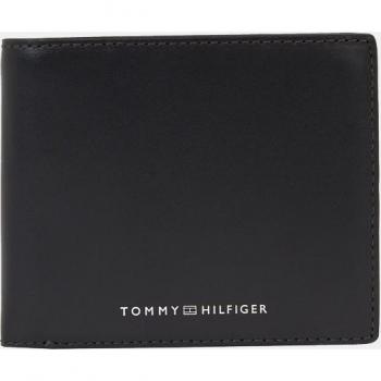 Cartera Tommy Hilfiger de piel en negro con firma TH