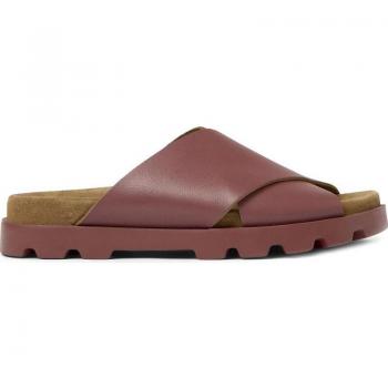 Sandalias de Mujer Camper Brutus K201321 Rojo018, sandalias planas con tira cruzada de piel