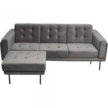 Sofá esquinero reversible de terciopelo Noé - 3 plazas - Gris