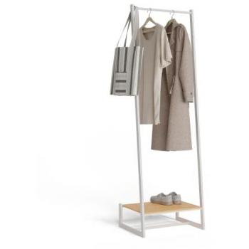 Perchero Burro Metálico Newlux Hangy One 20 con Zapatero, Resistente hasta 24kg, Diseño Compacto y Estable en Color Blanco