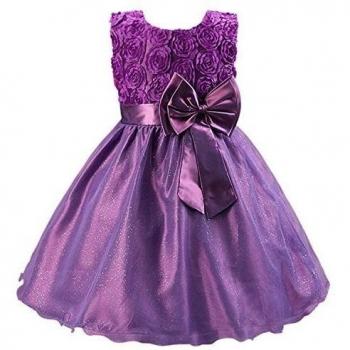 Katara - Vestido de noche para Niña con flores y con arco, color Púrpura, talla 98/104 tamaño fabricante 100)