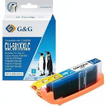 Cartucho de Tinta Genérico G&G Canon CLI581XXL Cyan - Reemplaza 1995C001/2103C001/2049C001 - Alta Capacidad