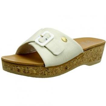 Mule Scholl Wappy de Piel Blanco para Mujer con Plantilla de Memoria Talla 39