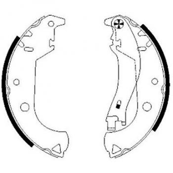 Juego de zapatas de freno HELLA 8DB 355 002-611 para sistema de frenos Bendix con levador de freno de mano, compatible con CADILLAC y FIAT