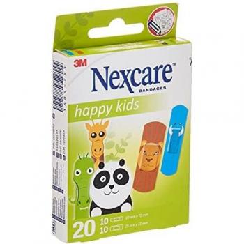 Nexcare Happy Kids Animal Adhesive Plasters - Assorted Designs, 20 Count (2 Sizes)