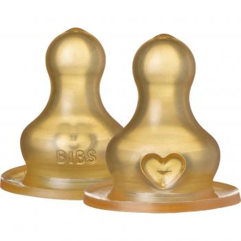 BIBS TUTETE TETINA LATEX 0+ - Tetina de látex para biberón, flujo lento, adecuada para bebés desde 0 meses, incluye 2 unidades