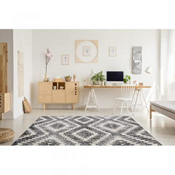 Alfombra moderna RUGSX MUNDO D7461 diamantes 3D exterior gris/beige 80x250 cm