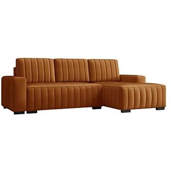 Sofá rinconero Columbus 154, Manila 31, con función de descanso y caja de ropa de cama, dimensiones 240x140x85cm
