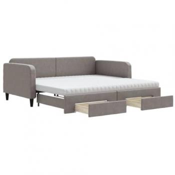 Sofá cama nido con cajones tela gris taupe 100x200 cm