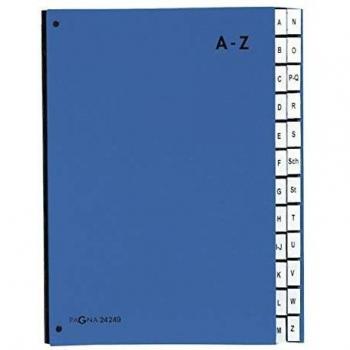Carpeta organizadora Pagna A-Z, 24 compartimentos, tamaño A4, color azul