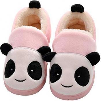 Zapatillas de Estar por Casa para Niños Niñas Invierno Otoño Slippers Casa Interior Caliente Pantuflas Suave Algodón Animados Historieta Zapatos, Panda Pink, 25/26 EU