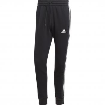 Pantalones deportivos adidas 3S FL TC PT para hombre, modelo IB4030, color negro, con tres franjas características en los laterales, tejido ligero y transpirable, cintura elástica con cordón ajustable, diseño moderno y