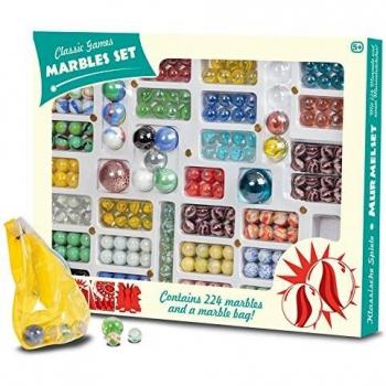 Juego Clásico de Canicas Tobar - Set de 224 Canicas en Bolsa de Regalo