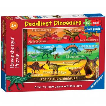 Puzzle Gigante Ravensburger Los Dinosaurios Más Mortales - 60 Piezas - 69 x 49 cm