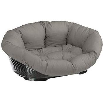 Ferplast 70224099 Plastic bed sofa for dogs and cats with removable cotton cover, gray, 64x48x25 cm