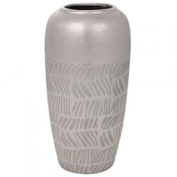 Jarrón de Cerámica Plata Wanderlust Deco | Diseño Sofisticado | 15x15x29.5 cm