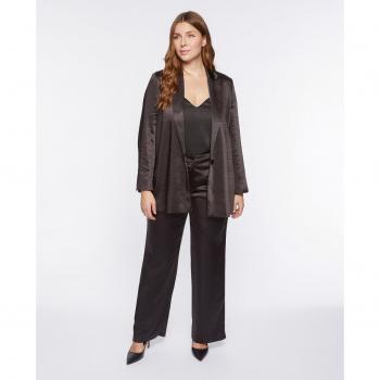 Pantalón ancho de mujer en satén con bolsillos americanos