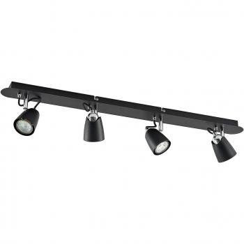Foco de techo Lindby Noria, negro, 4 luces GU10, moderno, hecho de metal, ideal para pasillos