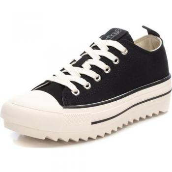 Zapatillas Refresh para mujer con doble suela y cordones, color negro, talla 39