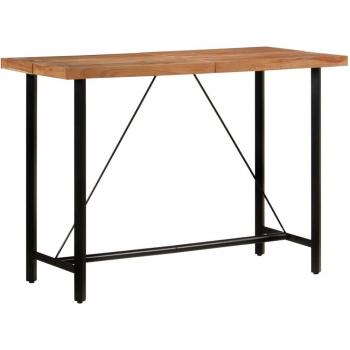 Mesa de Bar Alta de Madera Maciza de Acacia y Hierro 150x70x107 cm