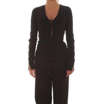 Black Cut-Out Studded Twinset Sweater for Women - Size S