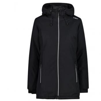 CMP Women's Long Fix Hood Jacket - Black - Size 38