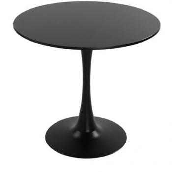 Mesa de Comedor Versa Chloe para Cocina, Terraza o Comedor, Medidas 30 x 4,3 x 30 cm, Color Negro, Madera con Acabado Negro y Base de Metal Negra