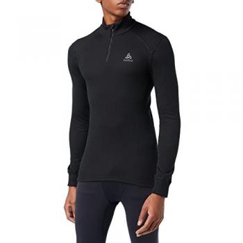 Odlo Men's Eco Active Warm Long Sleeve Half Zip Baselayer Top - Black, XL