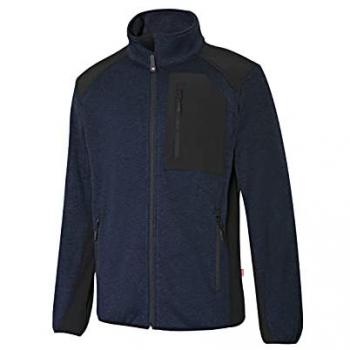 Chaqueta de Punto Afelpado con Refuerzo en Azul Navy y Negro - Talla XL