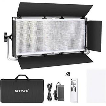 Neewer Avanzado Luz Video LED 2,4G 1904 Panel LED Bicolor Regulable con Pantalla LCD Barndoor y Soporte en U y Control Remoto Inalámbrico 2,4G para Fotografía de Producto Vertical Grabación de Video