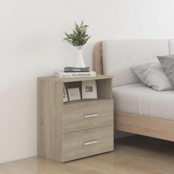 Mesitas de noche vidaXL 2 unidades 50x32x60 cm Aglomerado Blanco, Negro, Roble Sonoma - Mesita habitación dormitorio salón estudio moderna mesa auxiliar