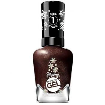 Esmalte de Uñas Gel Milagroso Sally Hansen - Abrazos de Cacao Caliente, Marrón con Purpurina, Sin Necesidad de Lámpara UV