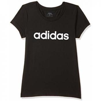 adidas YG E Lin tee Camiseta de Manga Corta, Niñas, Black/White, 5-6Y