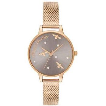 Ladies Olivia Burton Pearl Detail Rose Gold Mesh Watch (Model OB16PQ04, Ø 34 mm)