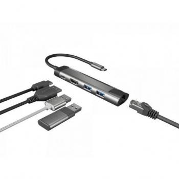 Adaptador 5 en 1 USB-C Natec Fowler Go con Hub de 2 Puertos USB 3.0, HDMI 4K y Puerto USB-C PD