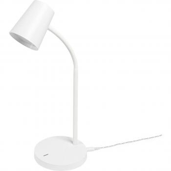 Lindby Ailina lámpara de mesa LED moderna blanca de plástico con base redonda y 1 llama