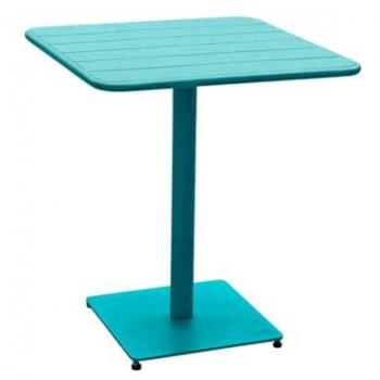 Mesa de Jardín Cuadrada Phuket Azul Pato - Diseño Moderno, 2 Asientos, Acero Tratado Antioxidante