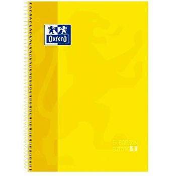 Cuaderno Oxford European Book 1 con Espiral, Cuadriculado A4+, Tapa Extradura, 80 Hojas Amarillas